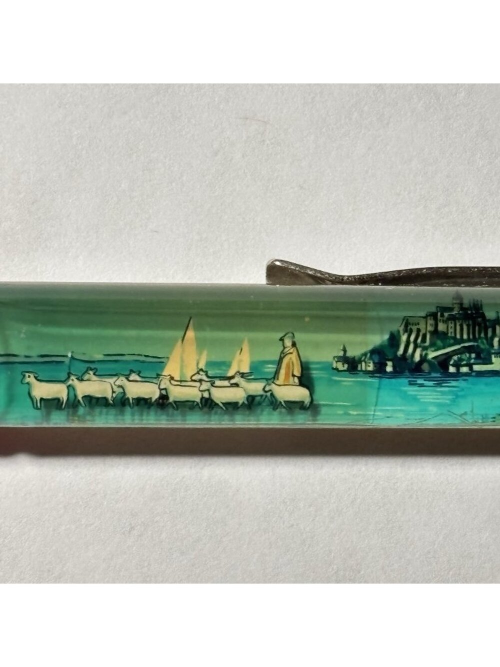 Mont Saint Michel France Floaty Pen Shepherd Sheep Flock Moves Abbey Church Vtg
